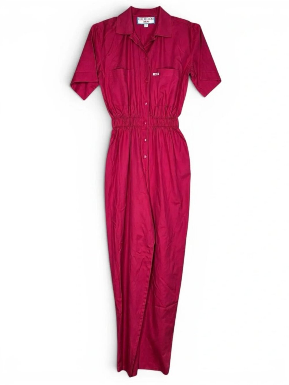Report Vintage 80s Cherokee Utility Jumpsuit Raspberry Pink Cinched Waist USA M